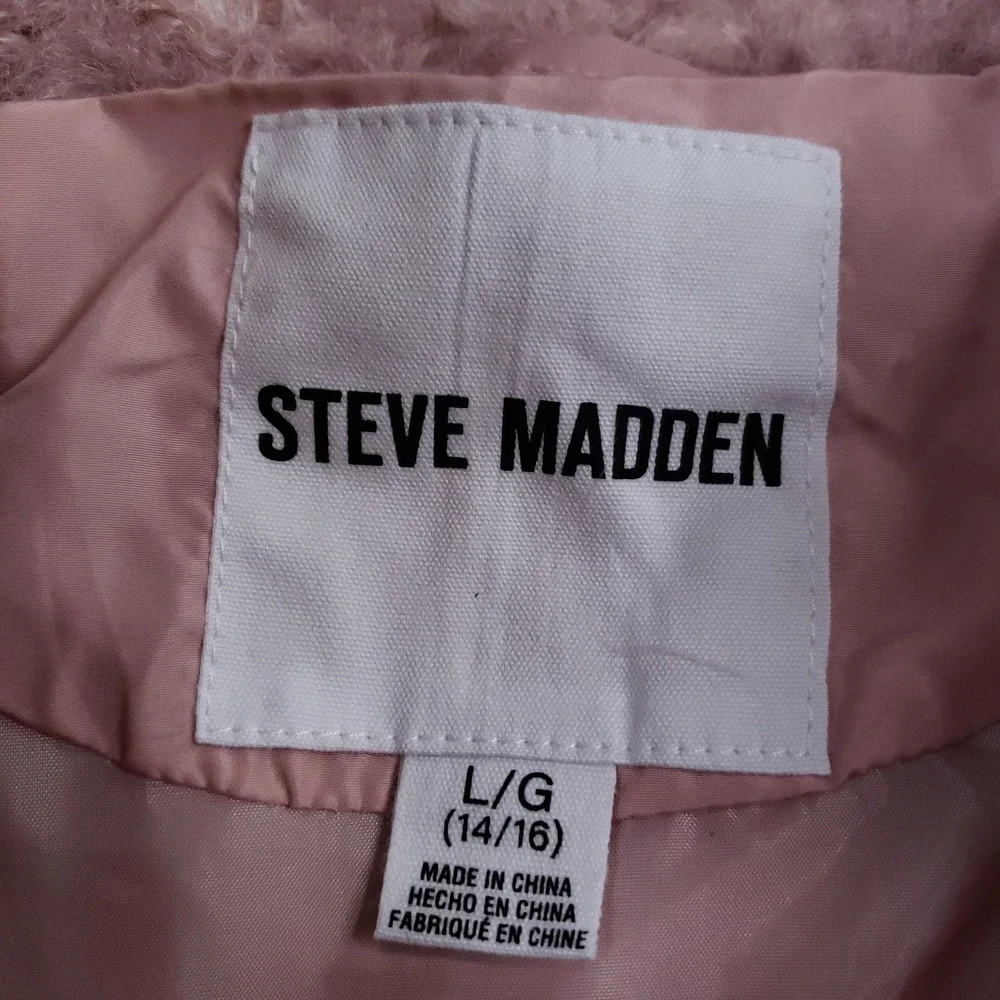 Steve Madden Jacket Girls Large‎ 14/16 Rose Tan Faux Fur Sherpa Zip Coat Warm